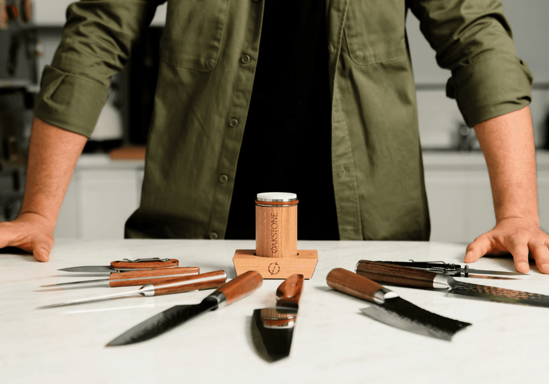 Oakstone sharpener set on a table